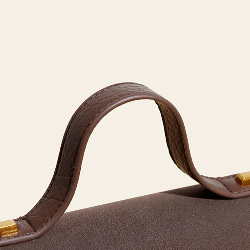 Minimalist Office Bag For Women Plain Color Leather crossbody Handbag