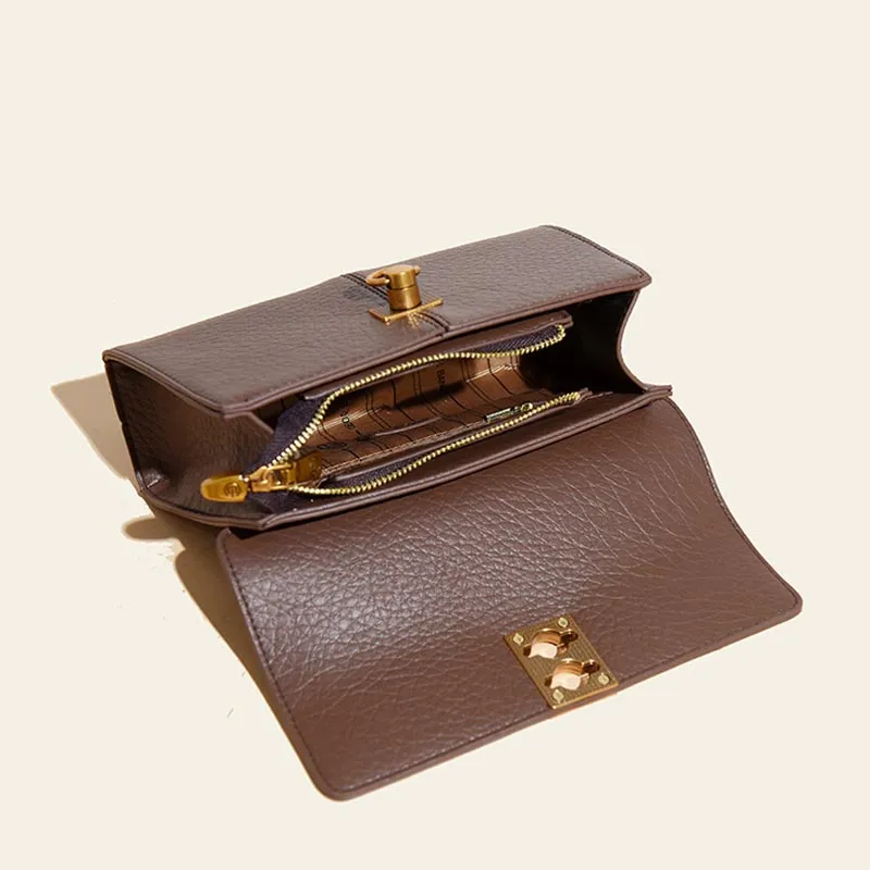 Minimalist Office Bag For Women Plain Color Leather crossbody Handbag