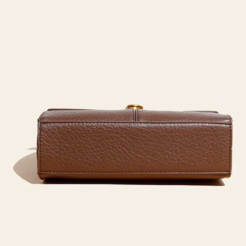 Minimalist Office Bag For Women Plain Color Leather crossbody Handbag
