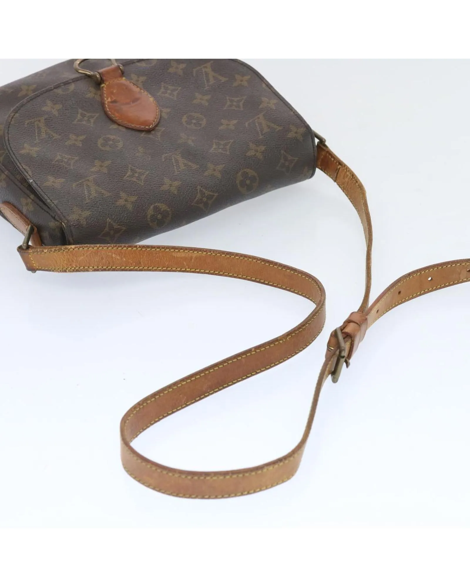 Monogram Shoulder Bag with Flap Closure and Adjustable Strap