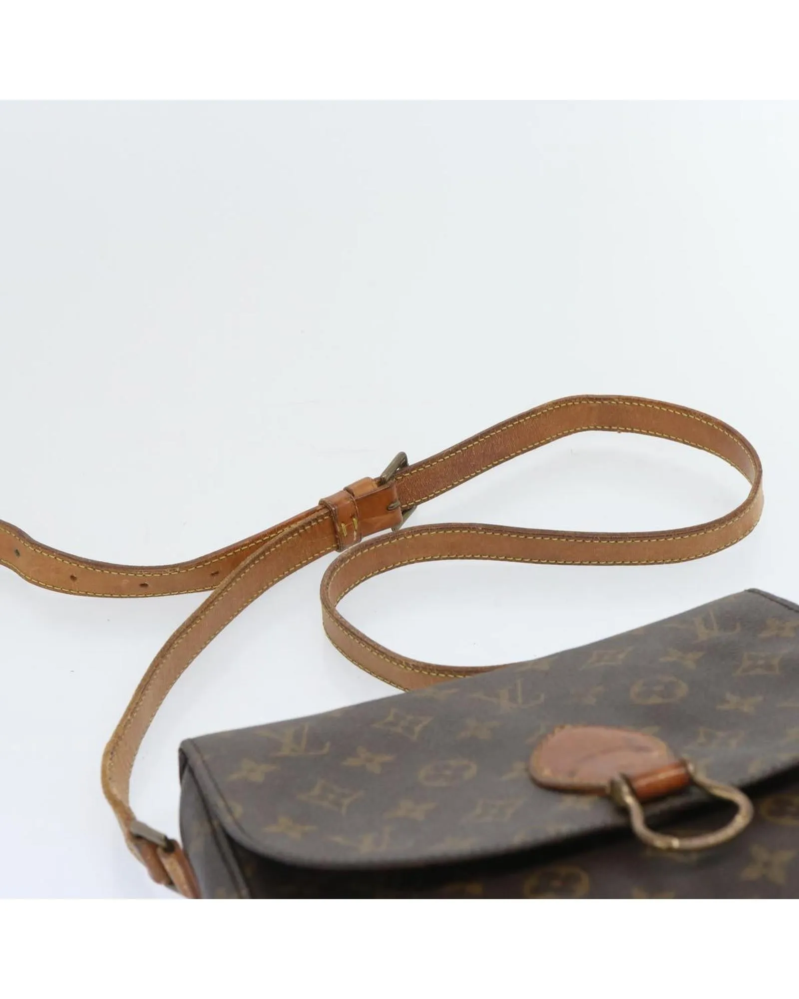 Monogram Shoulder Bag with Flap Closure and Adjustable Strap