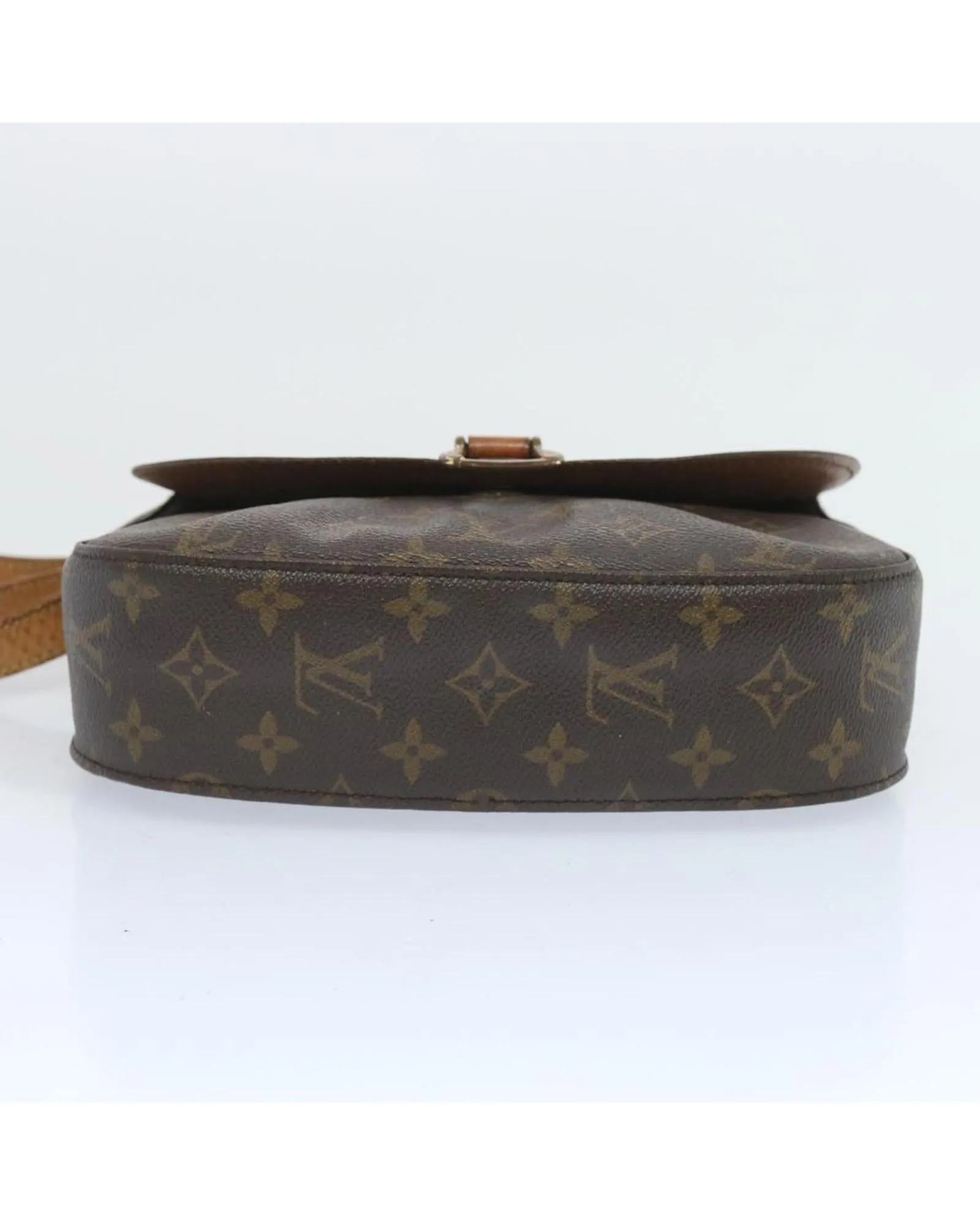 Monogram Shoulder Bag with Flap Closure and Adjustable Strap