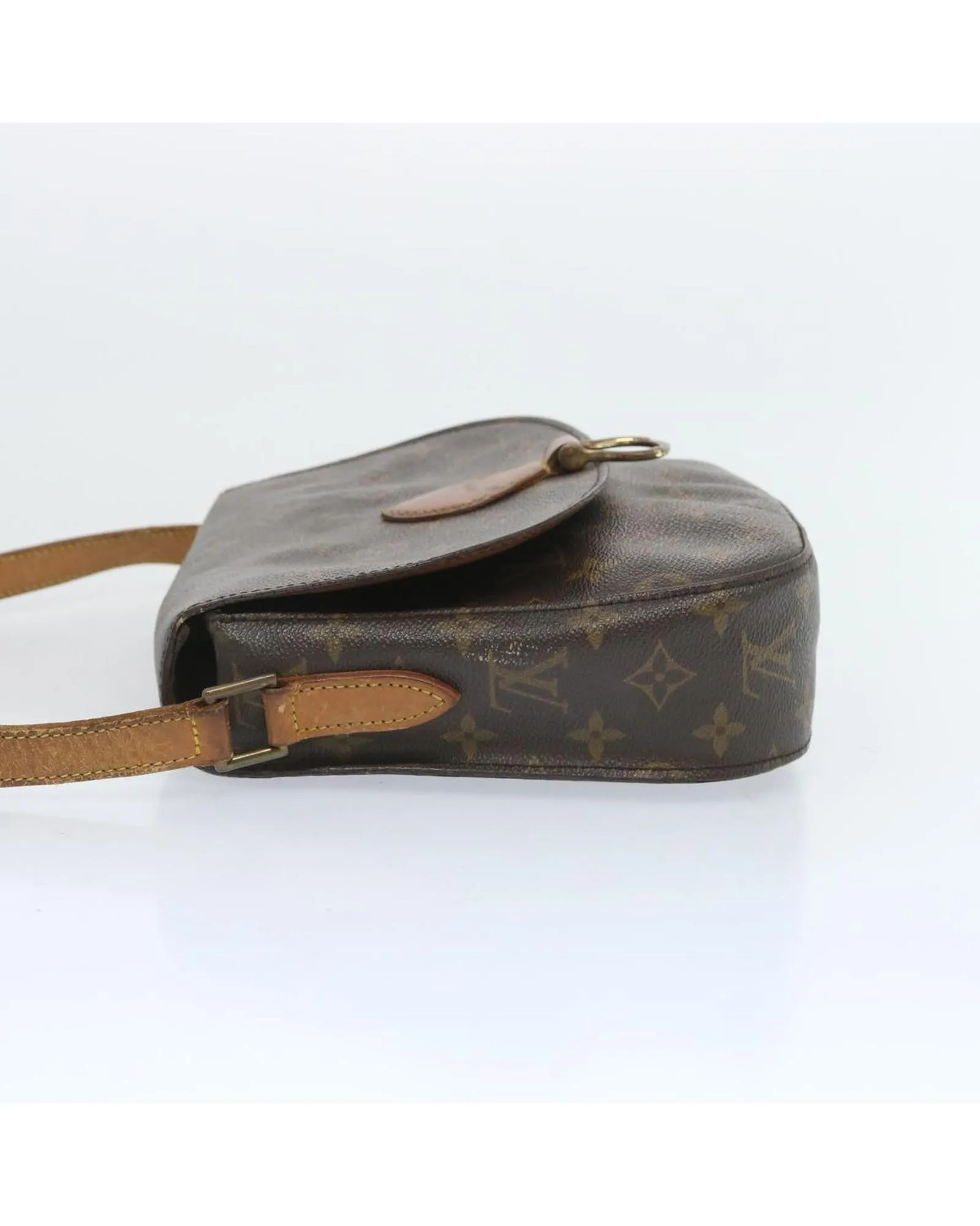 Monogram Shoulder Bag with Flap Closure and Adjustable Strap