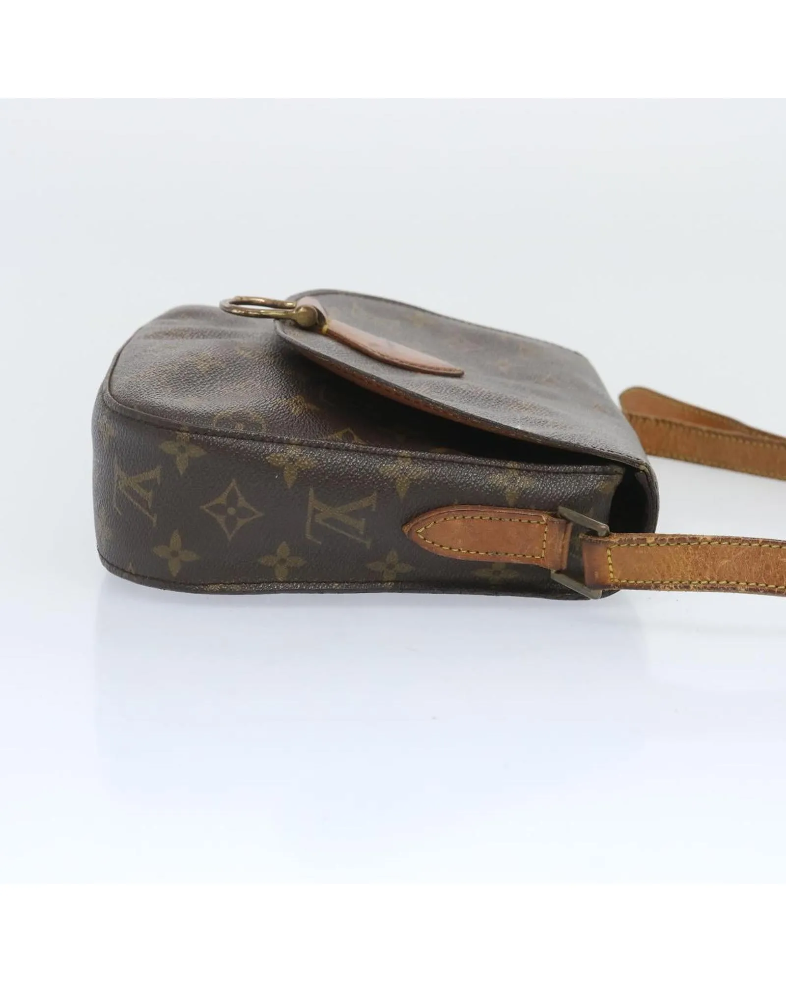 Monogram Shoulder Bag with Flap Closure and Adjustable Strap