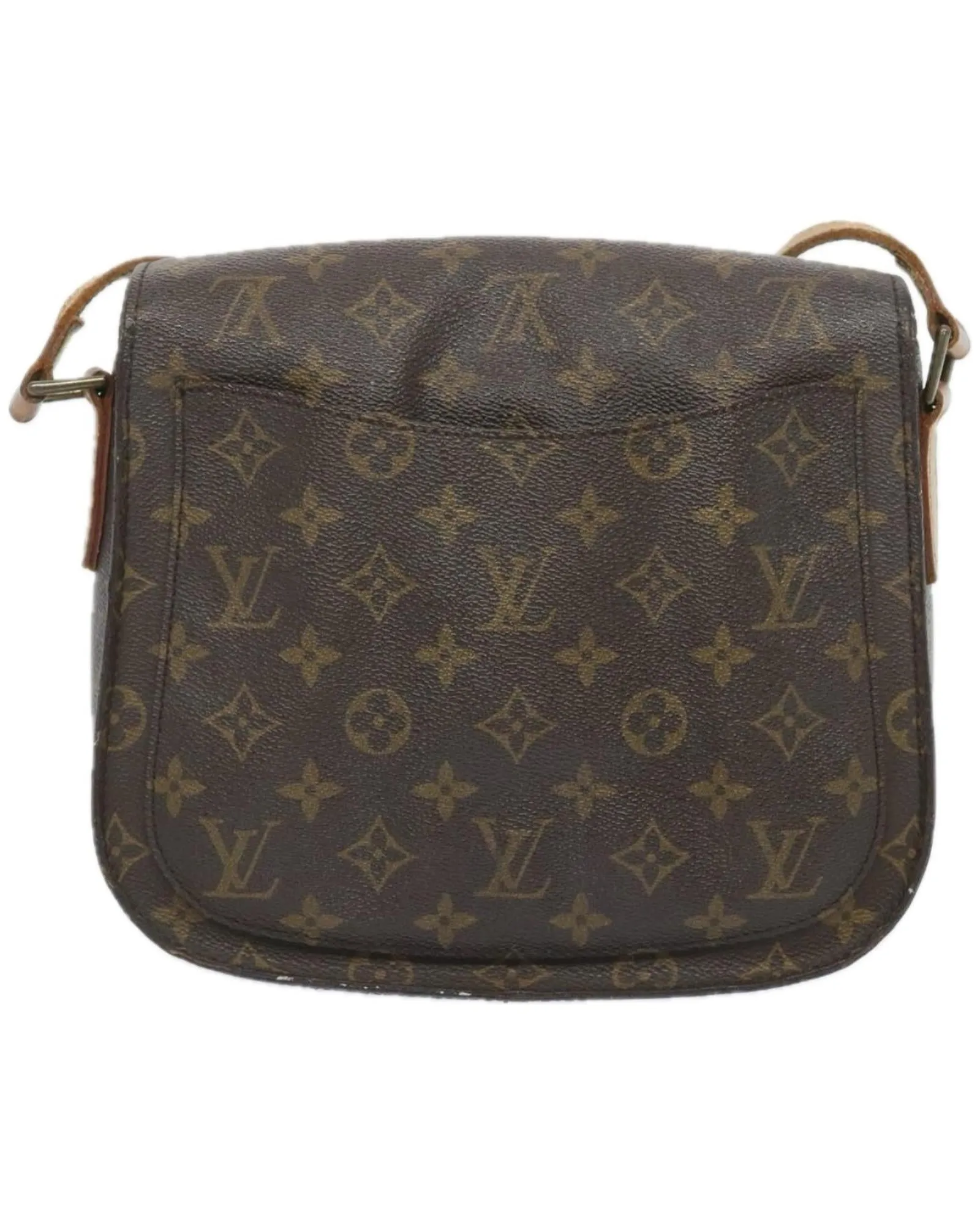 Monogram Shoulder Bag with Flap Closure and Adjustable Strap
