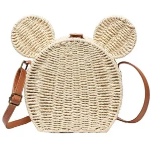 Mouse Ear Straw Shoulder Bag