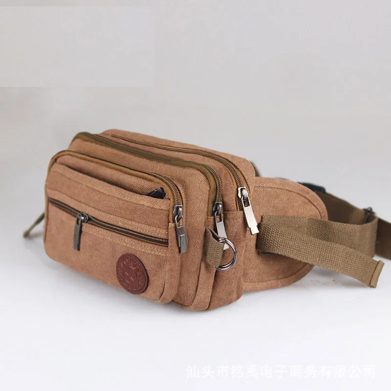 Multi-functional large-capacity canvas waist bag for men outdoor cashier business wallet women practical and wear-resistant