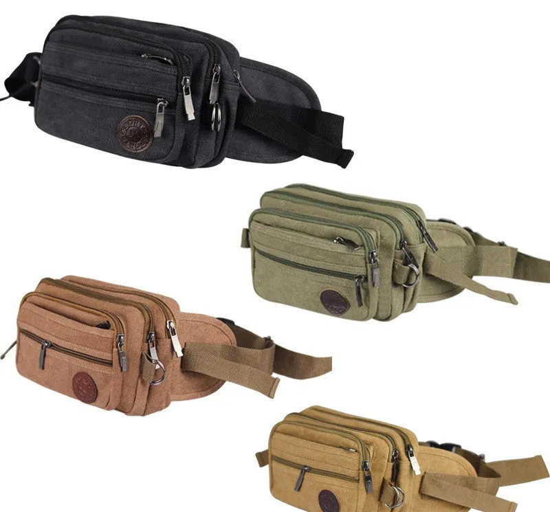 Multi-functional large-capacity canvas waist bag for men outdoor cashier business wallet women practical and wear-resistant