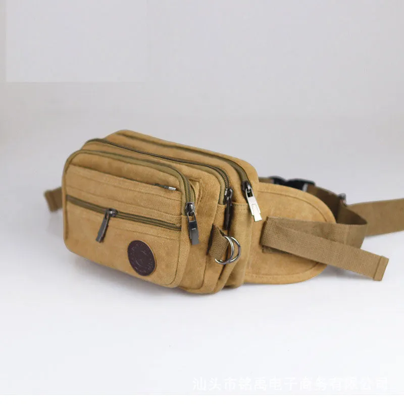 Multi-functional large-capacity canvas waist bag for men outdoor cashier business wallet women practical and wear-resistant