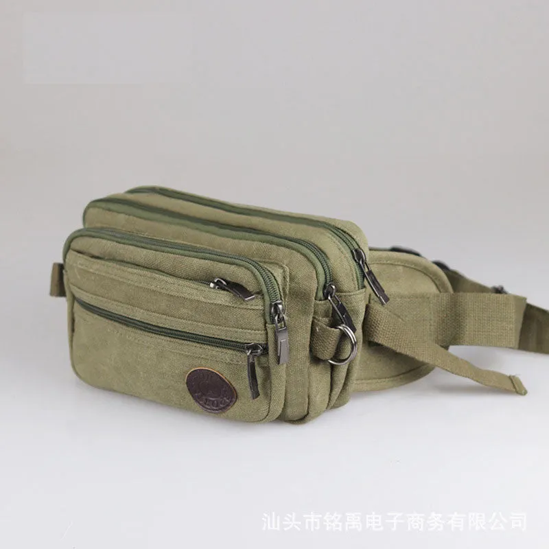 Multi-functional large-capacity canvas waist bag for men outdoor cashier business wallet women practical and wear-resistant