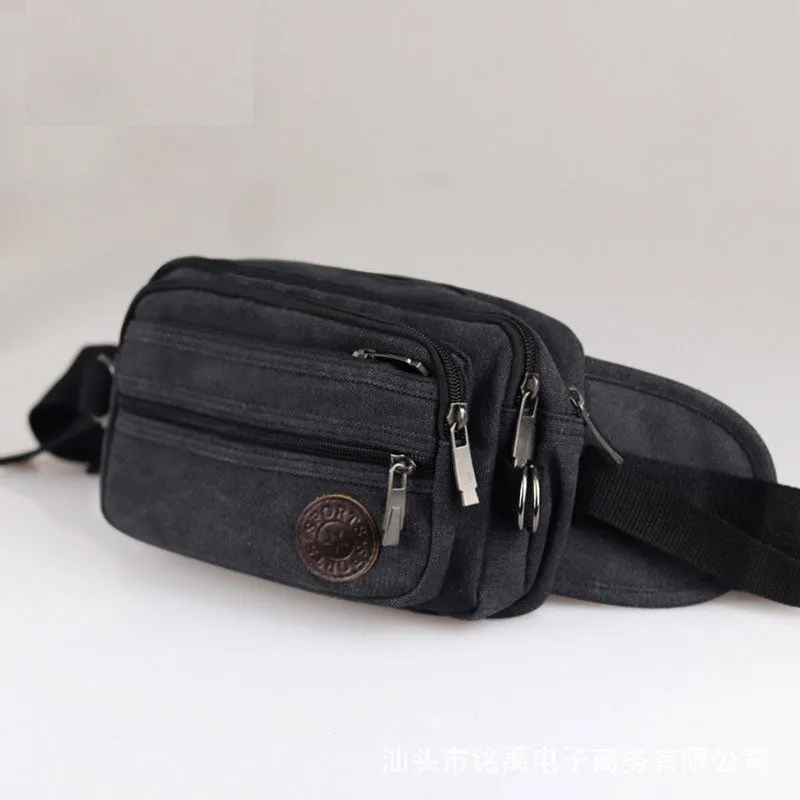 Multi-functional large-capacity canvas waist bag for men outdoor cashier business wallet women practical and wear-resistant