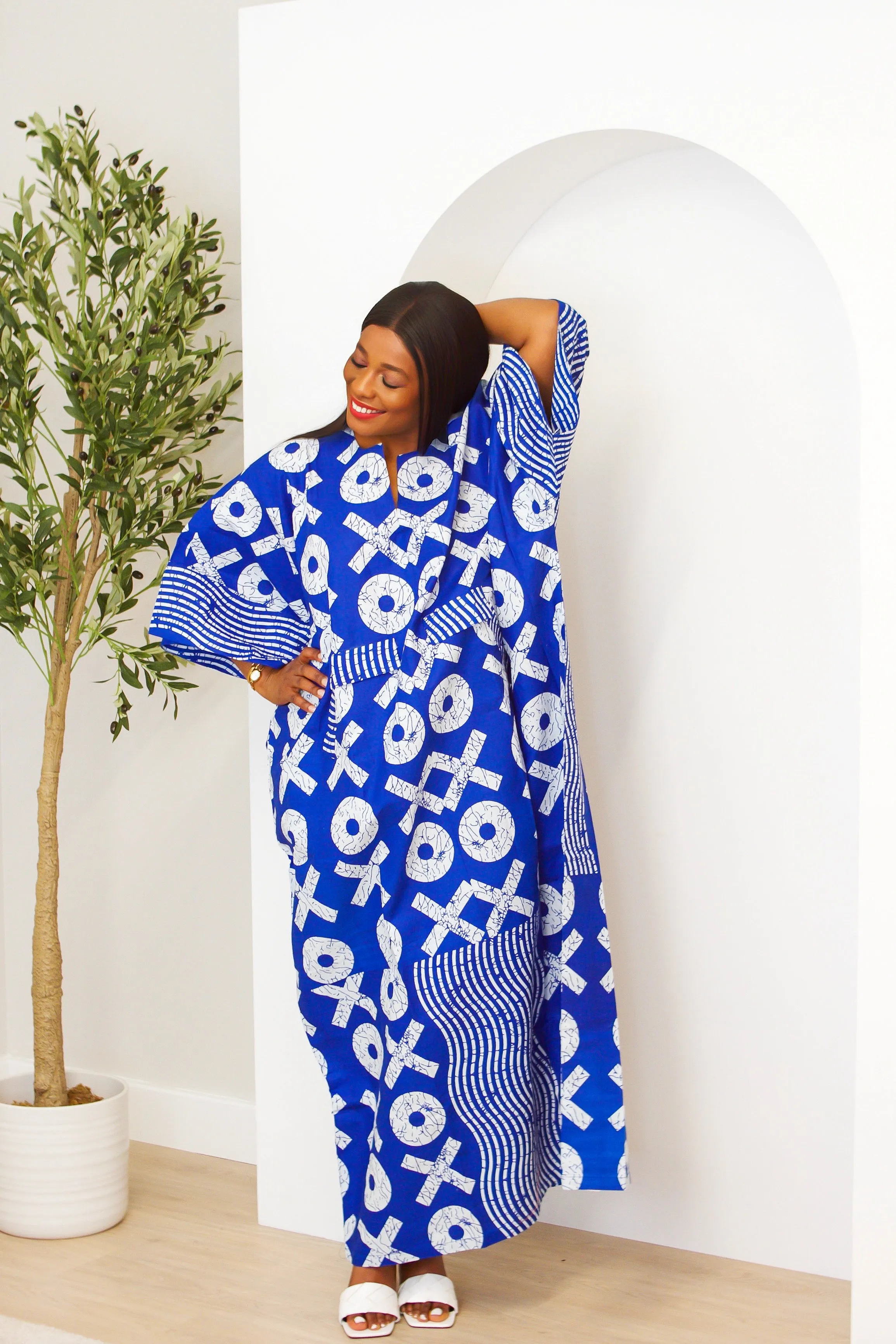 New in Adire Kaftan Boubou Maxi Dress - Adele