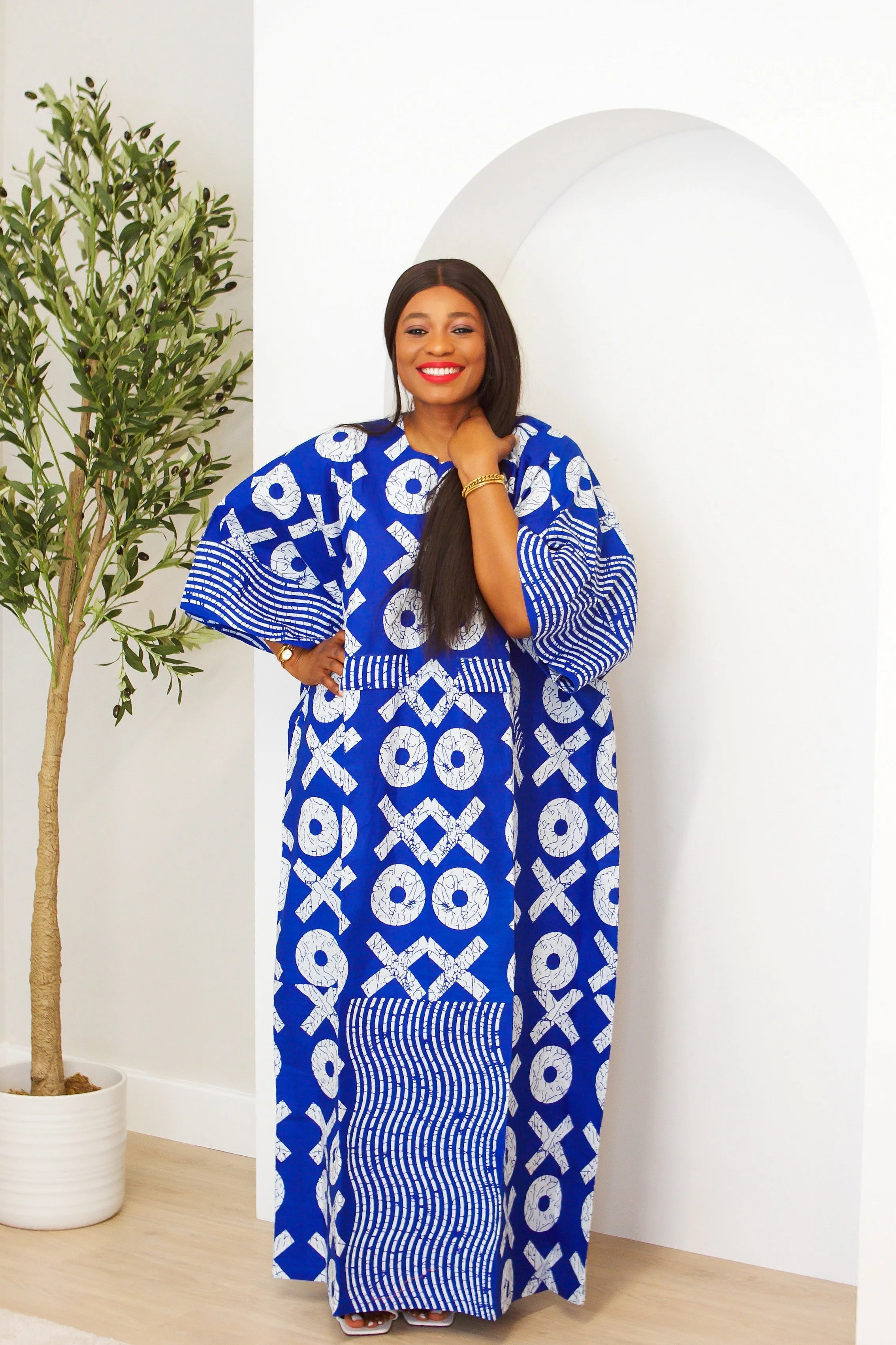 New in Adire Kaftan Boubou Maxi Dress - Adele