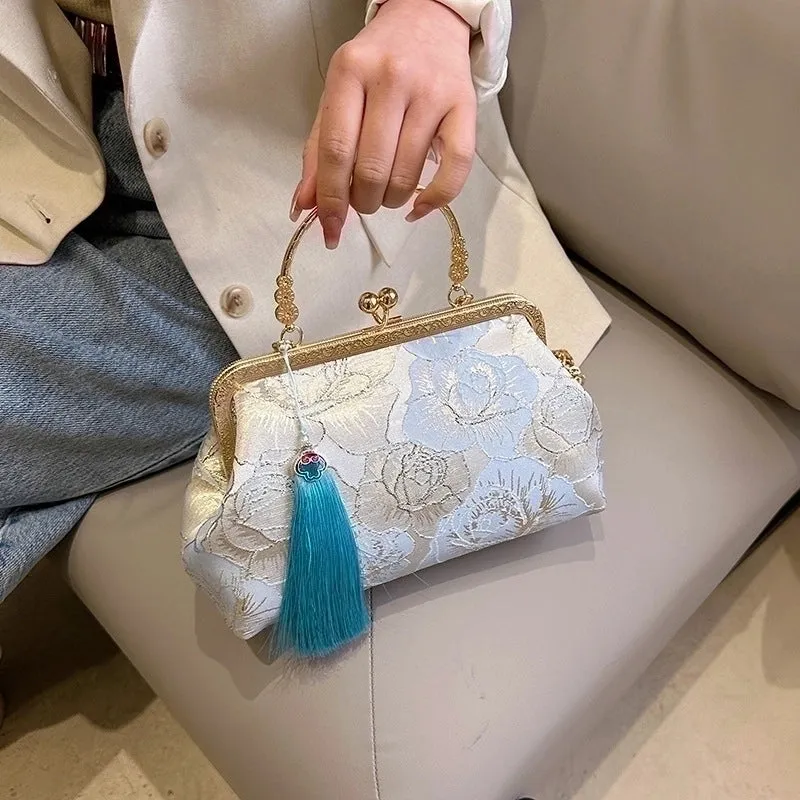 Pink Green White Pu Leather Flower Square Evening Bags