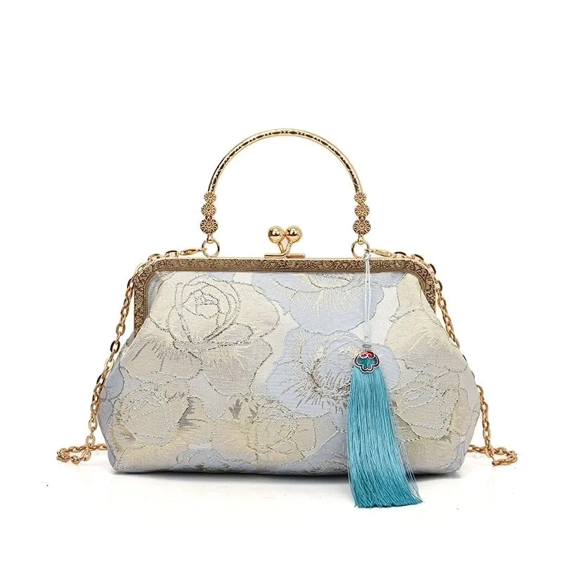 Pink Green White Pu Leather Flower Square Evening Bags