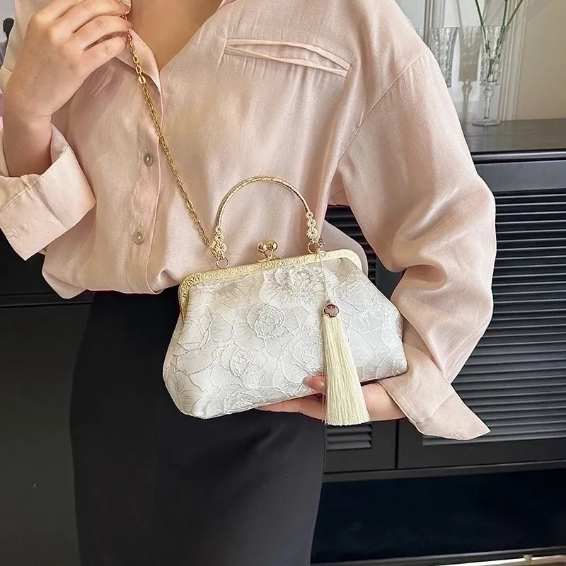 Pink Green White Pu Leather Flower Square Evening Bags