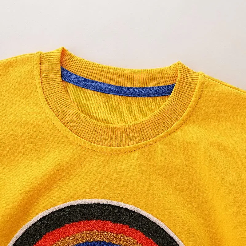 Premium Toddler Rainbow Print Yellow Sweatshirt