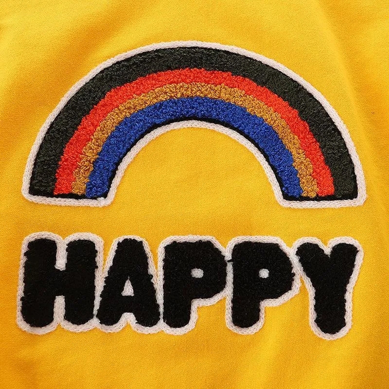 Premium Toddler Rainbow Print Yellow Sweatshirt