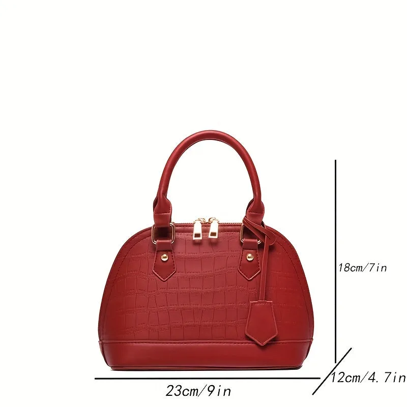 realaiot  Minimalist Satchel Bag, Zipper Crocodile Embossed Crossbody Bag, Versatile All-Match Bag