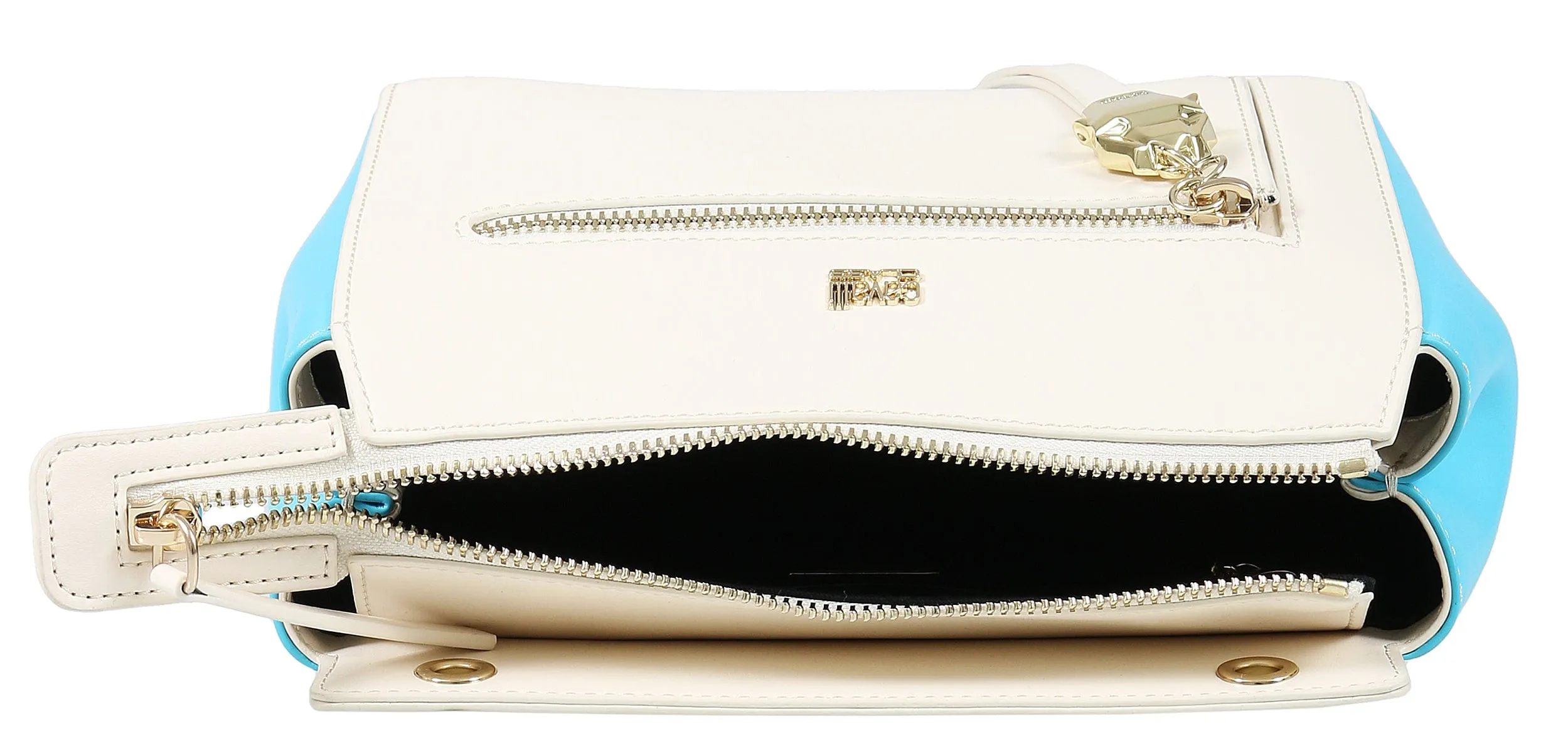 Roberto Cavalli Class GWLPD4 T37 Brigitte 00 Ivory/Blue Small Shoulder Bag