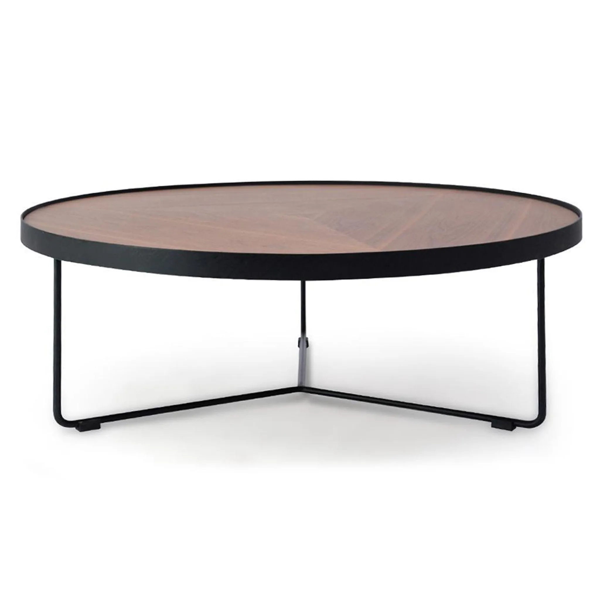 Round Coffee Table - Walnut Top - Black Frame