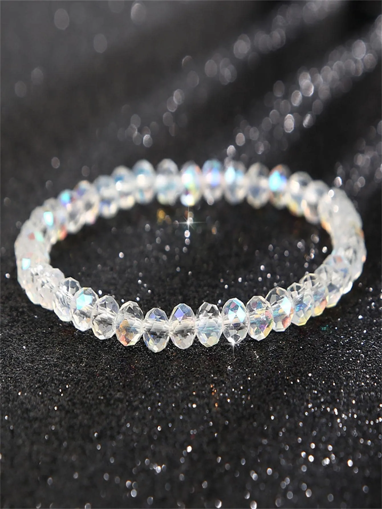 Shiny Artificial Crystal Delicate Charm Beaded Bracelet Women Bracelet Stackable