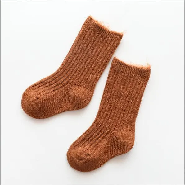 Solid Color   Warm Fleece Casual Long Socks