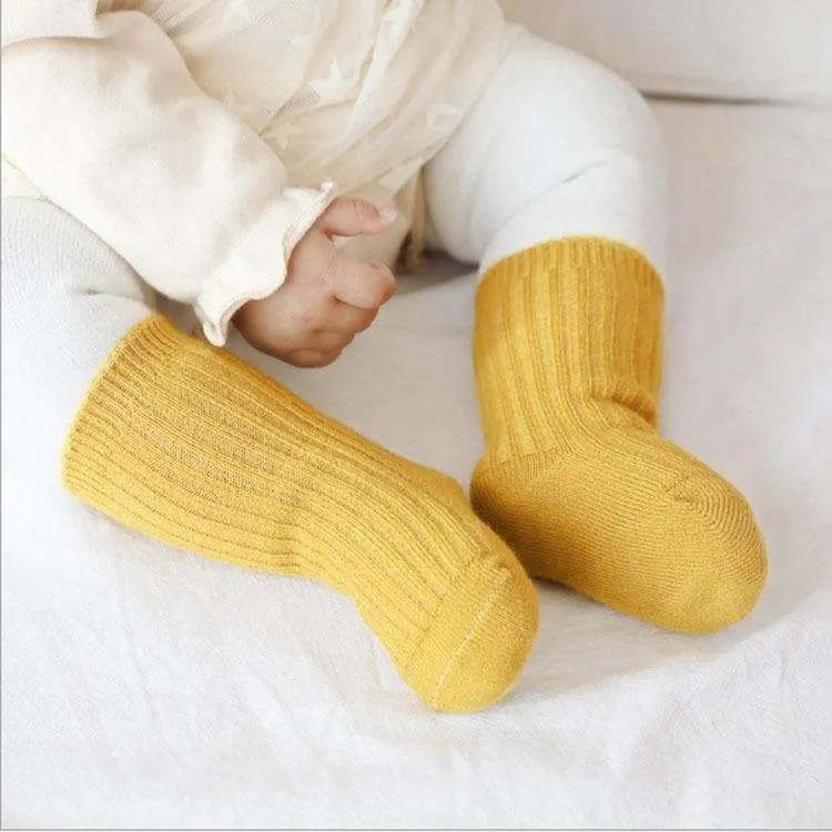 Solid Color   Warm Fleece Casual Long Socks