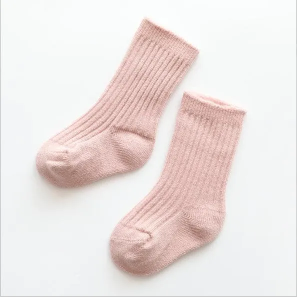 Solid Color   Warm Fleece Casual Long Socks