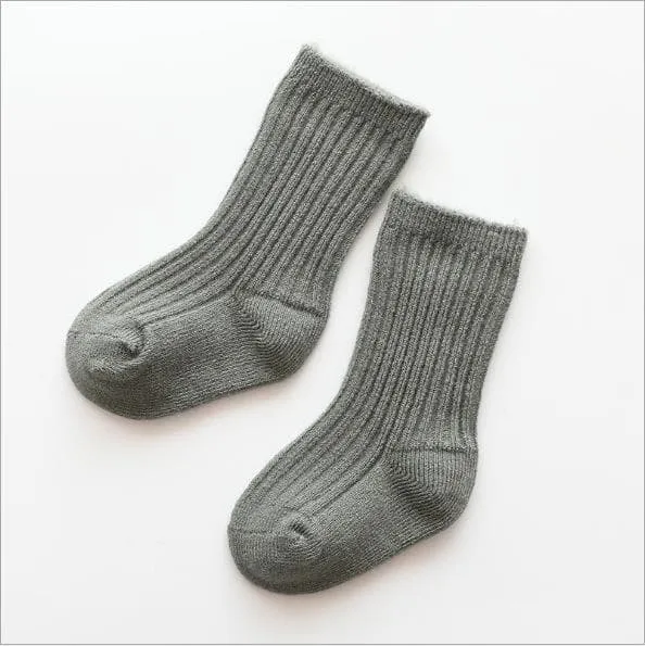 Solid Color   Warm Fleece Casual Long Socks