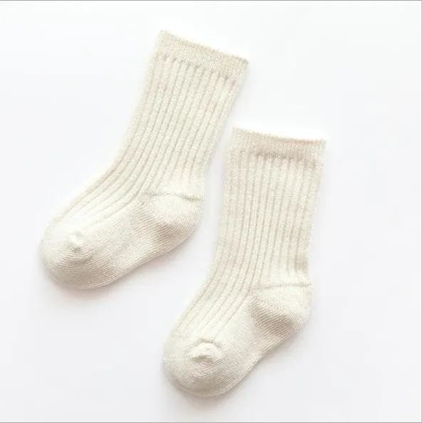 Solid Color   Warm Fleece Casual Long Socks