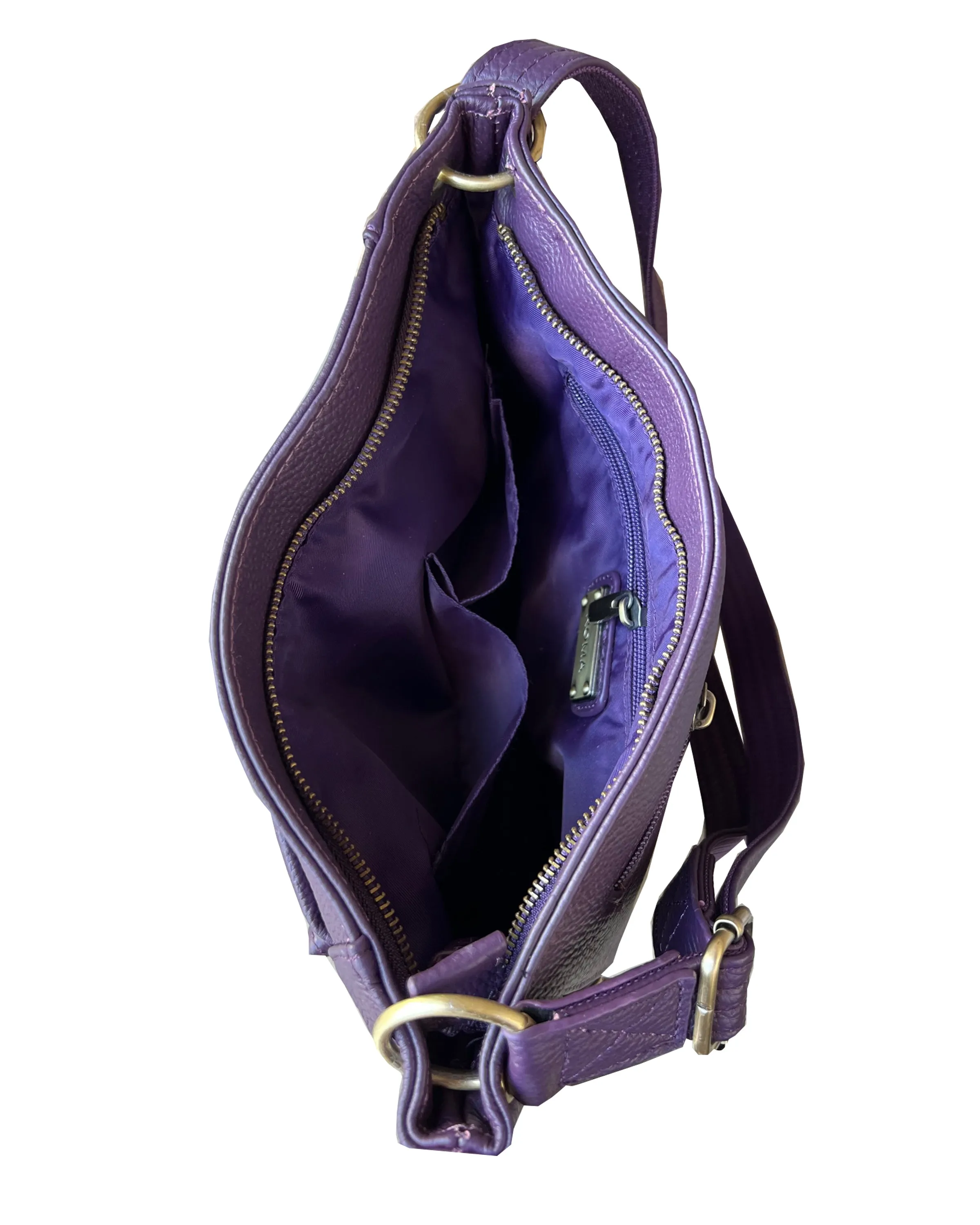 Stylish Leather Satchel with Adjustable Shoulder Strap & Locking Zippers