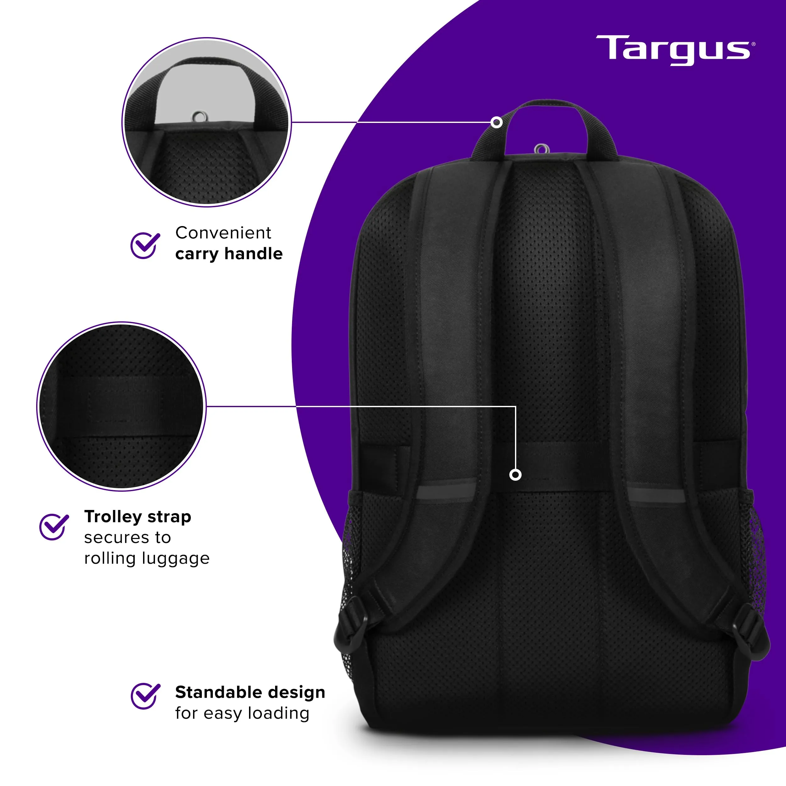 Targus 15-16 Inch Classic Laptop Backpack - Fits Most Laptops up to 16", Padded Travel Backpack for Business Commuters, College, and Travel (TBB943GL)