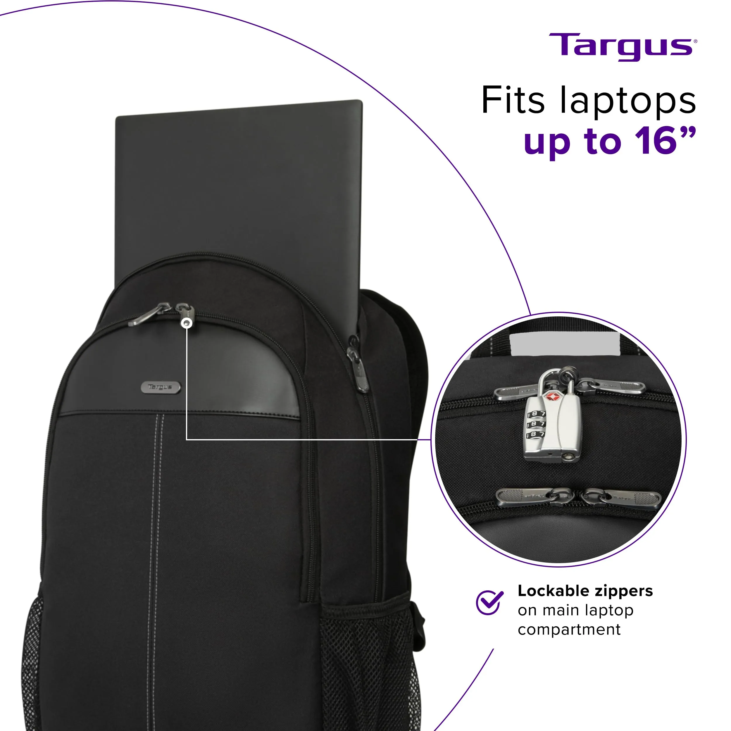 Targus 15-16 Inch Classic Laptop Backpack - Fits Most Laptops up to 16", Padded Travel Backpack for Business Commuters, College, and Travel (TBB943GL)