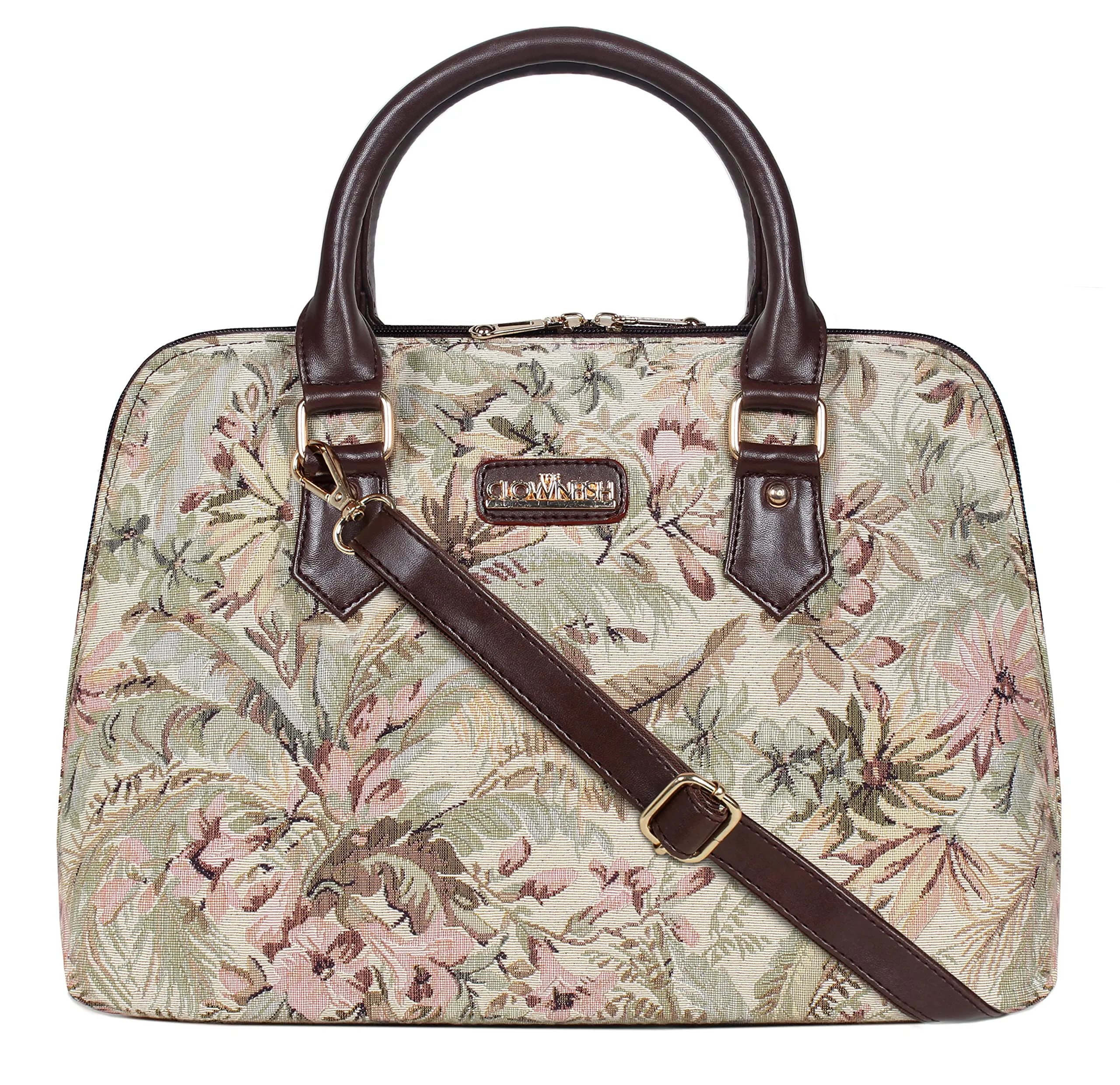 THE CLOWNFISH Montana Series Handbag for Women Office Bag Ladies Purse Shoulder Bag Tote For Women College Girls (Beige)