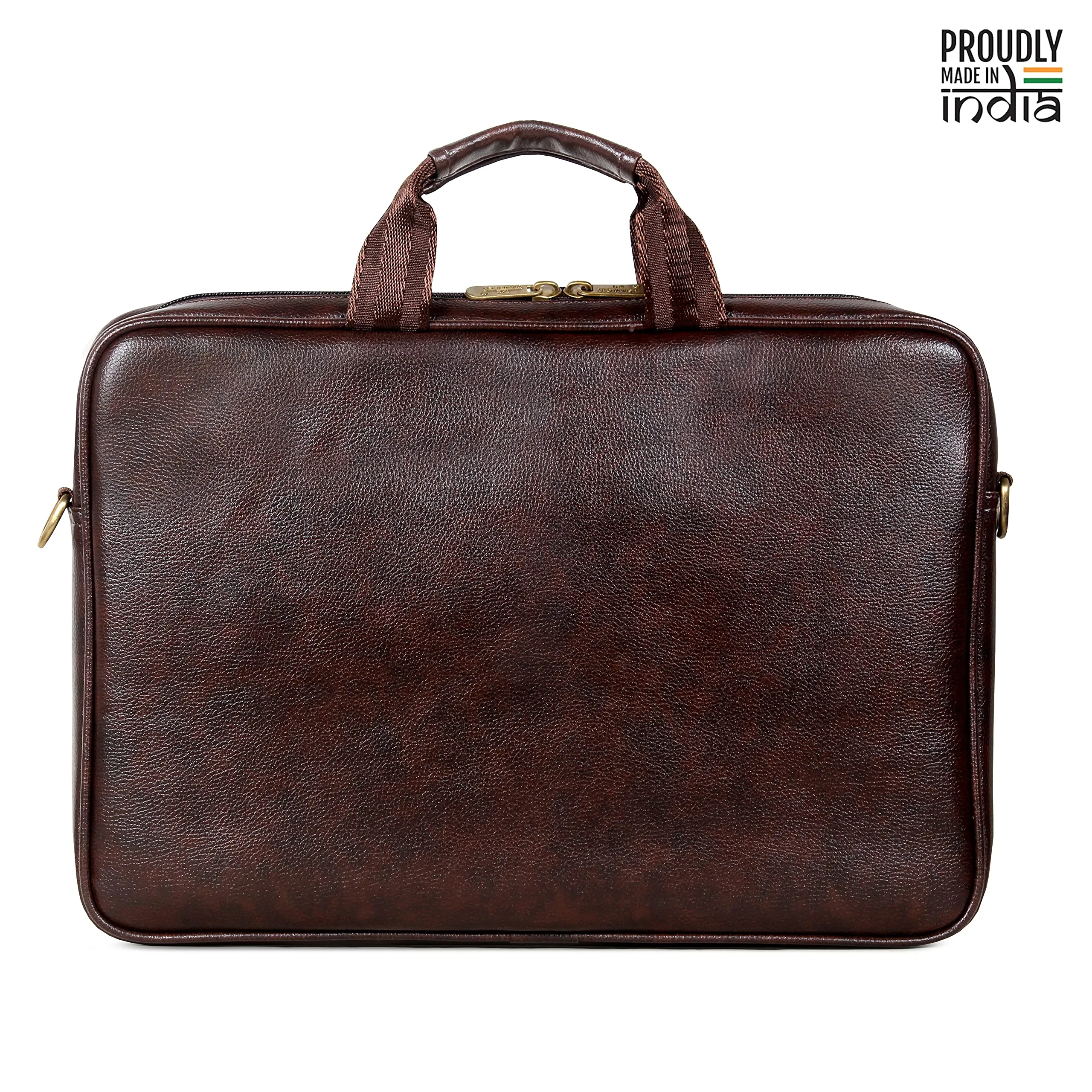THE CLOWNFISH Unisex Icon Faux Leather 15.6 Inch Laptop Messenger Bag Briefcase (Dark Brown)