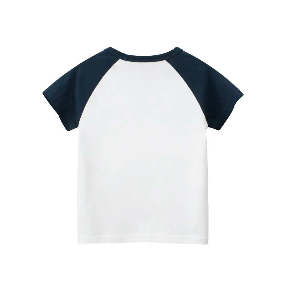 Toddler/Kid Boy's Cartoon Crane Design White Tee