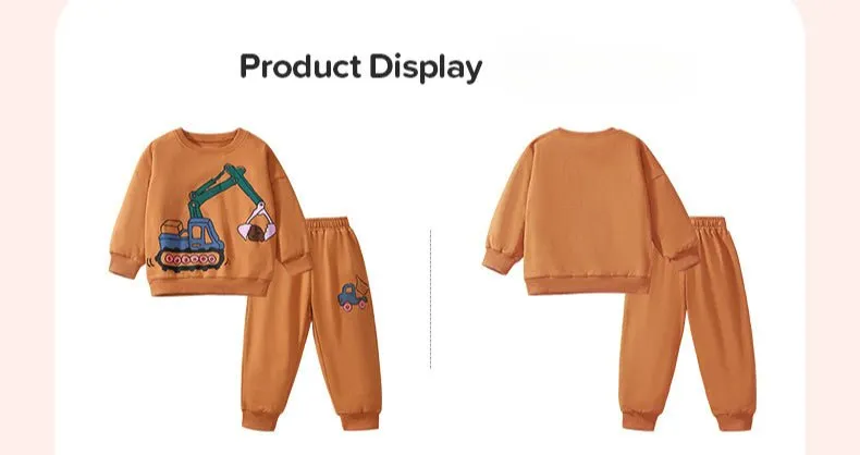 Toddler/Kid Boy's Cartoon Digger Truck Sweatshirt with Pants Set
