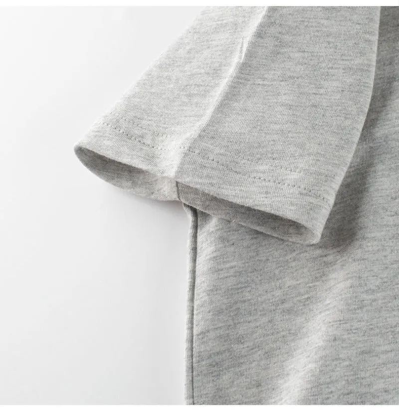 Toddler/Kid Boy's Vehicle Print Design Gray Cotton Tee
