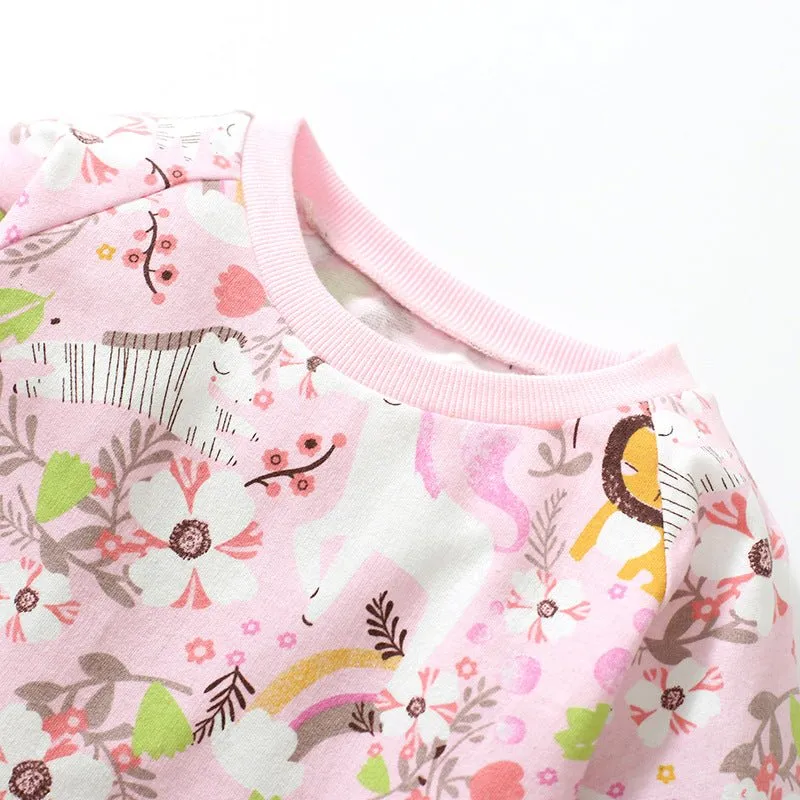 Toddler/Kid Girl Animals   Floral Print Pink Sweater Dress