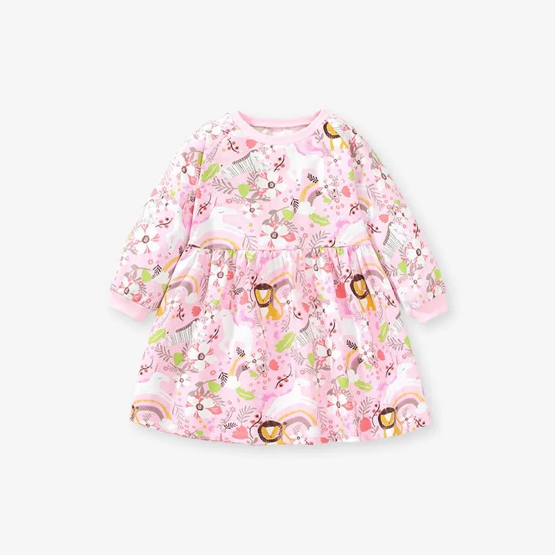 Toddler/Kid Girl Animals   Floral Print Pink Sweater Dress