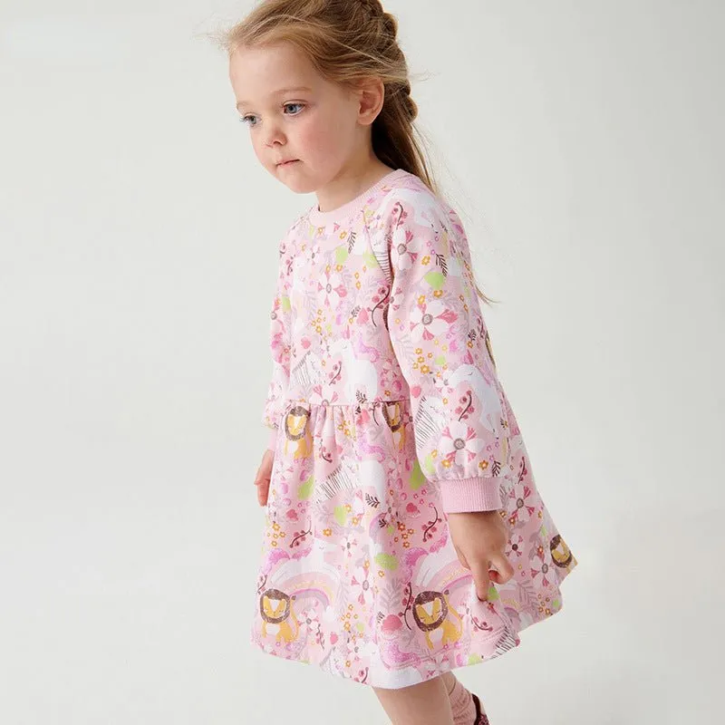 Toddler/Kid Girl Animals   Floral Print Pink Sweater Dress