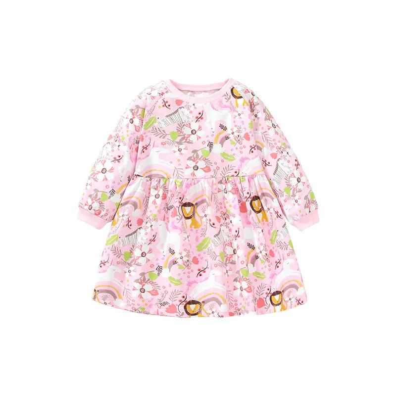 Toddler/Kid Girl Animals   Floral Print Pink Sweater Dress