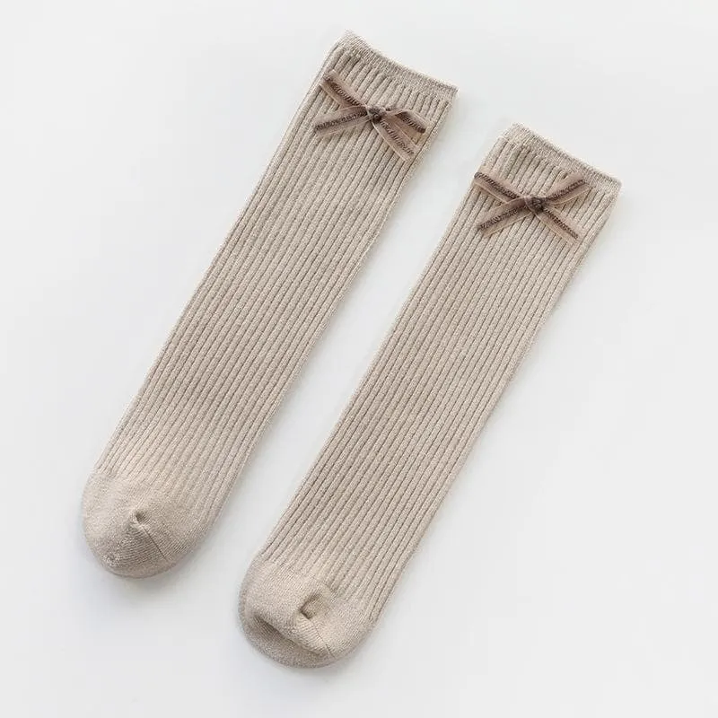 Toddler/Kid Girl Bowknot Solid Color Stockings (6 Colors)