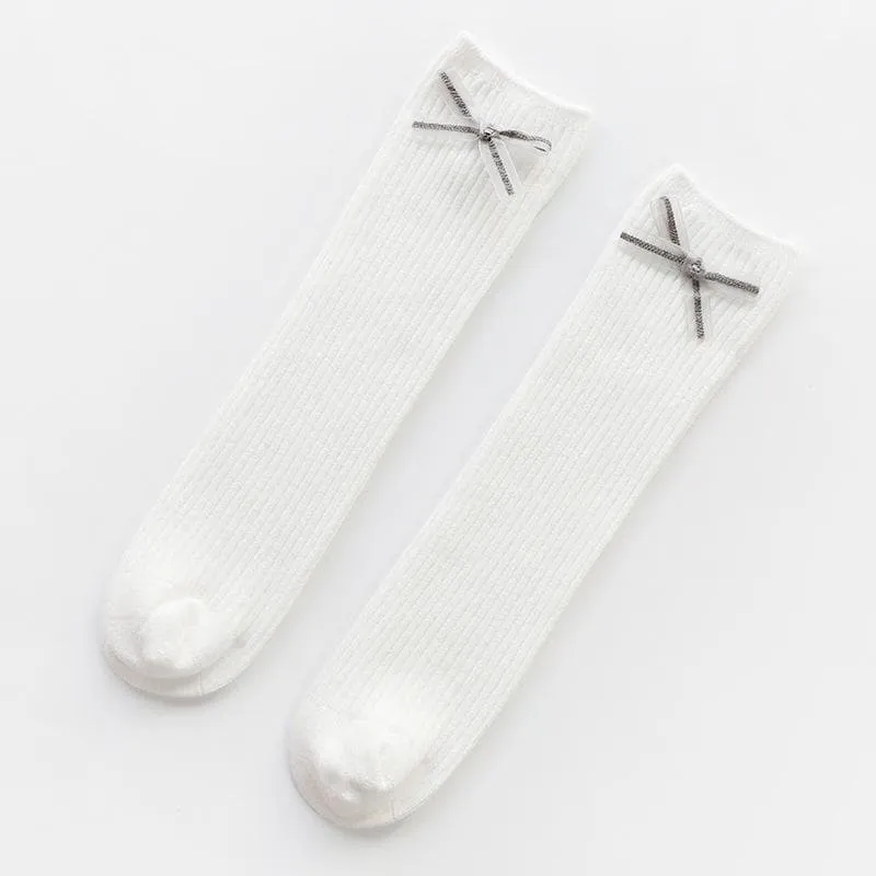 Toddler/Kid Girl Bowknot Solid Color Stockings (6 Colors)