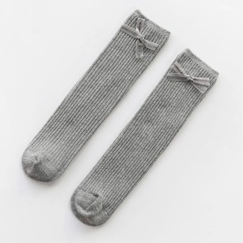 Toddler/Kid Girl Bowknot Solid Color Stockings (6 Colors)