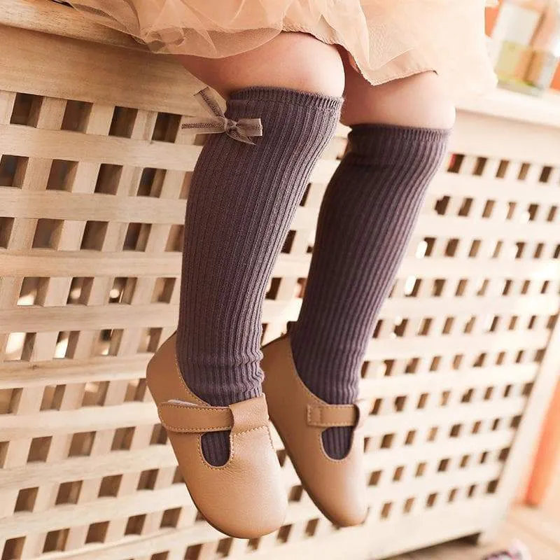 Toddler/Kid Girl Bowknot Solid Color Stockings (6 Colors)