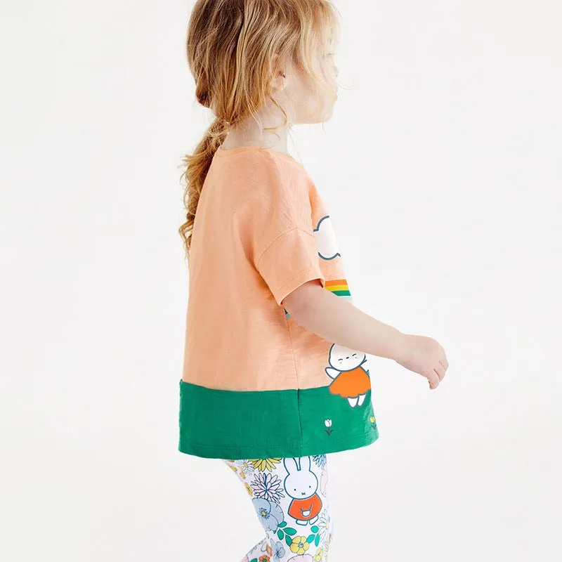 Toddler/Kid Girl Cartoon Top with Elasticized Cotton Leggings