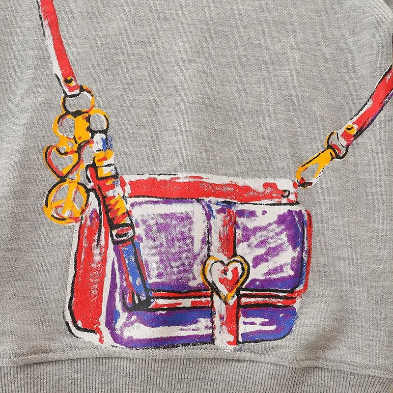 Toddler/Kid Girl Colorful Purse Print Sweatshirt