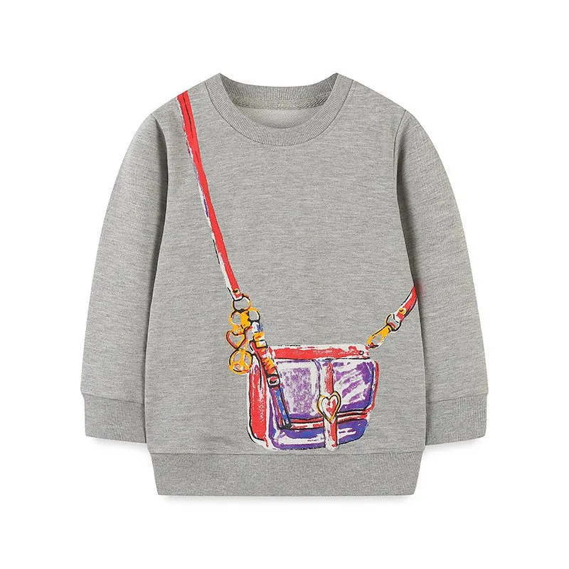 Toddler/Kid Girl Colorful Purse Print Sweatshirt